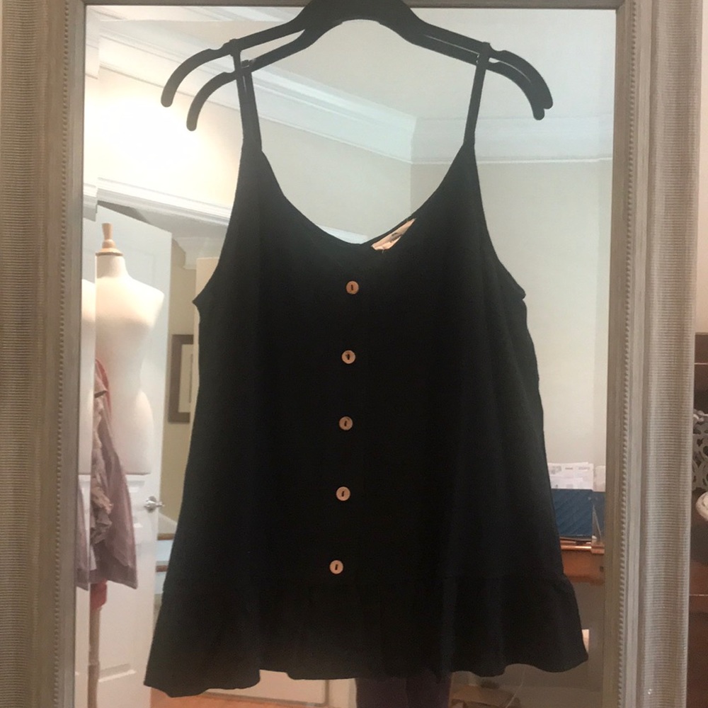 Black button-up, drop waist tank